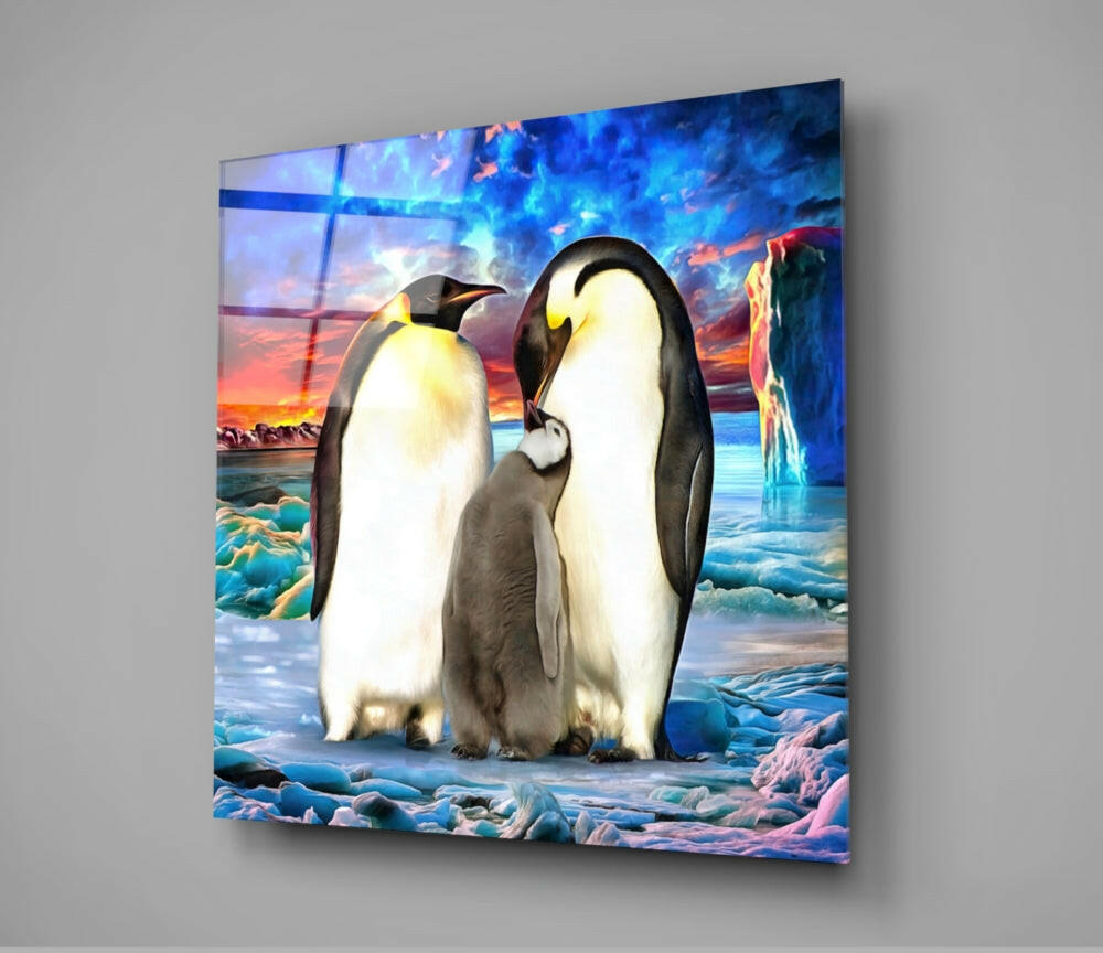 Penguin Family Glass Wall Art-2