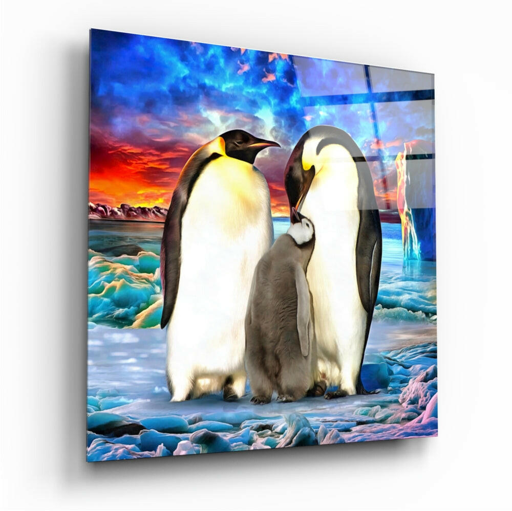 Penguin Family Glass Wall Art-0